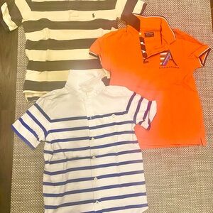 Set of 3 Size 7/ Small Kids Cotton Polo Shirts - RL, Gap, Boutique Brands
